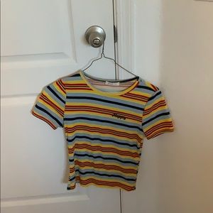 red blue & yellow striped happy tee!